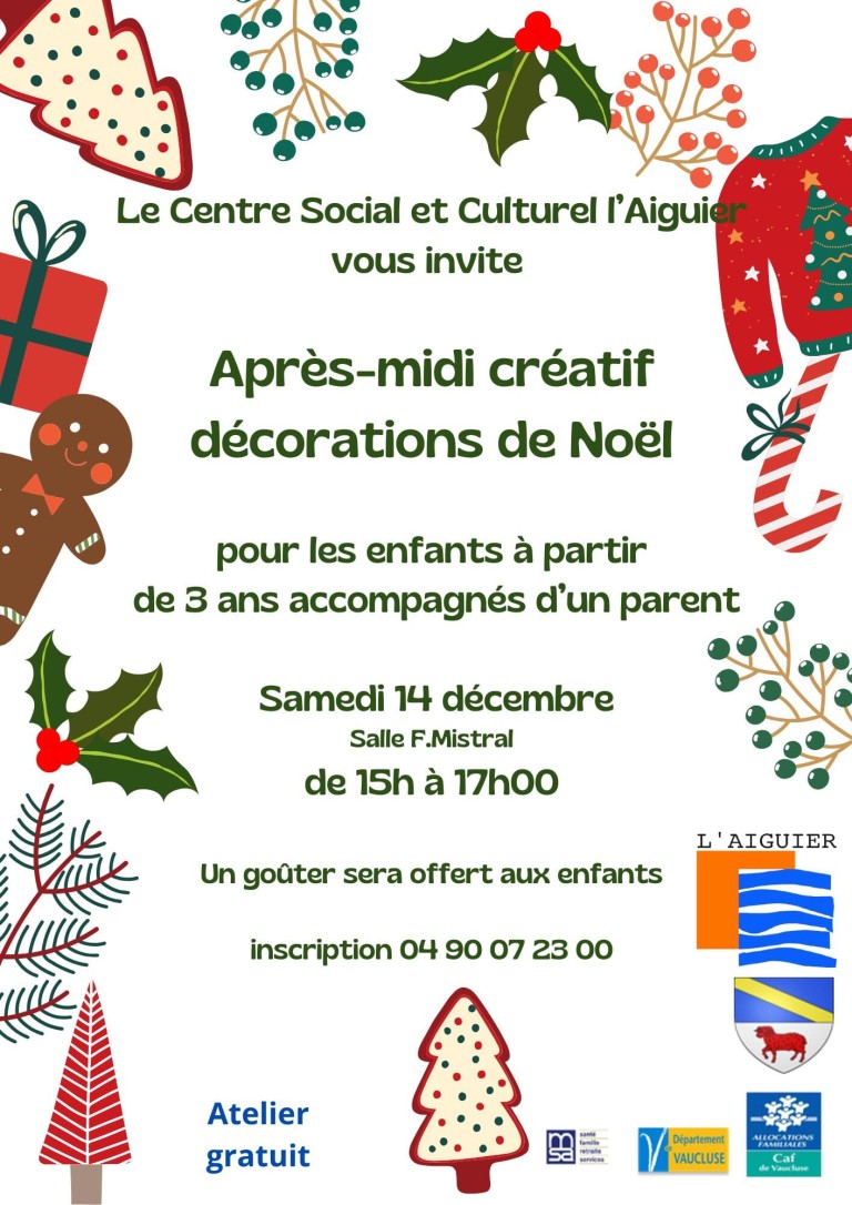 Après-midi créatif décorations de Noël