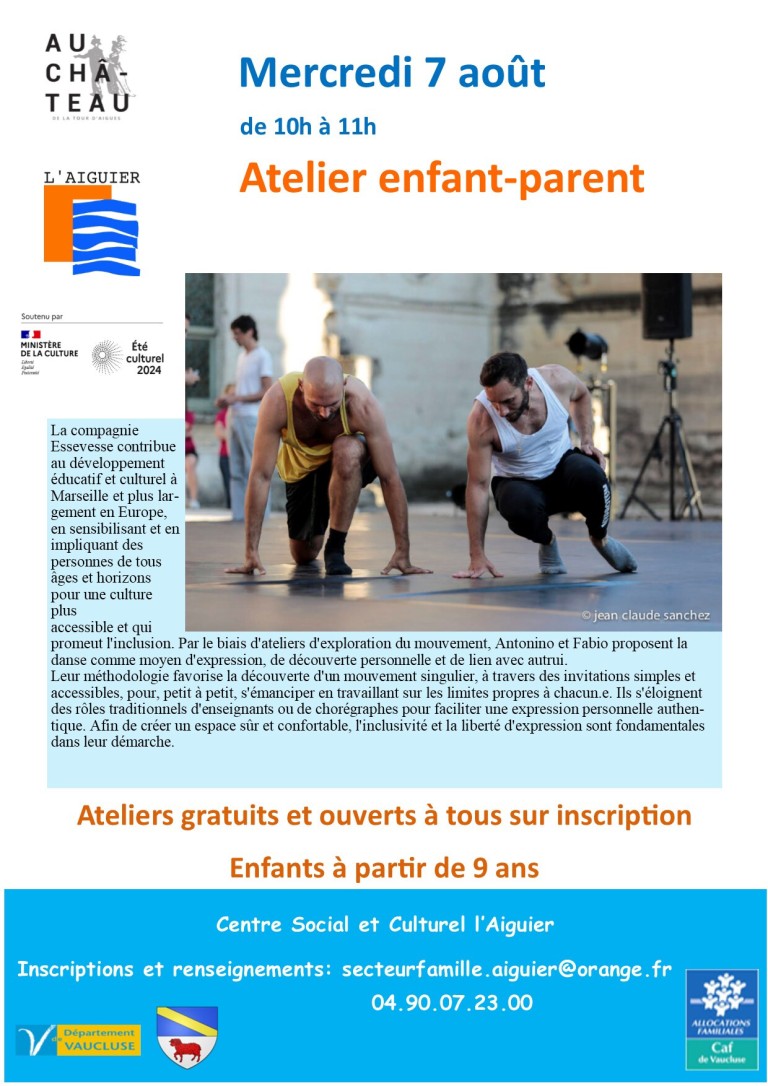 Atelier danse parent enfant au château de La Tour d'Aigues