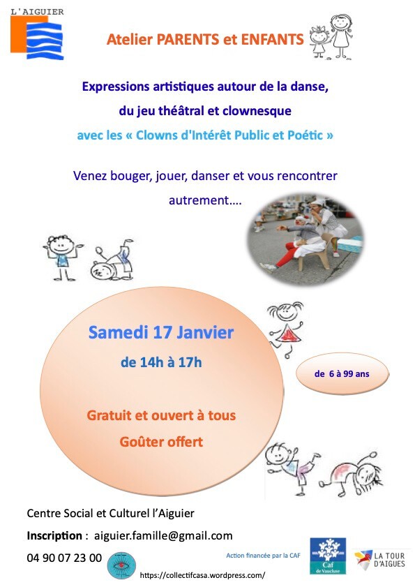 Atelier parents et enfants - Expressions artistiques autour de la danse, du jeu théâtral et clownesque
