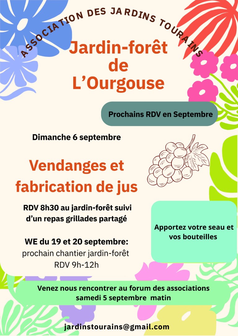 Vendanges et fabrication de jus au jardin-forêt