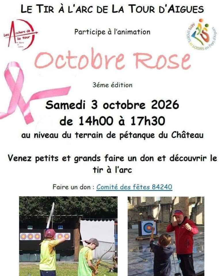 Le Tir à l’Arc de La Tour d’Aigues participe à l’animation Octobre Rose !