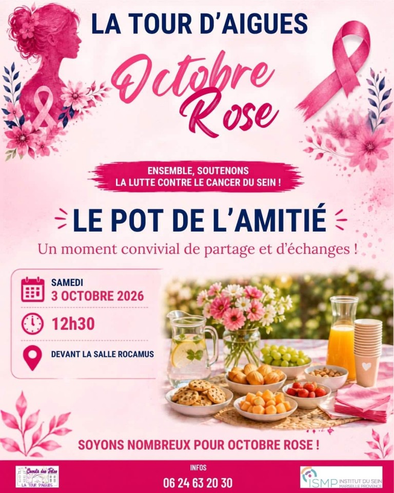 Octobre Rose : Le pot de l’amitié à La Tour d’Aigues organisé par le Comité des Fêtes