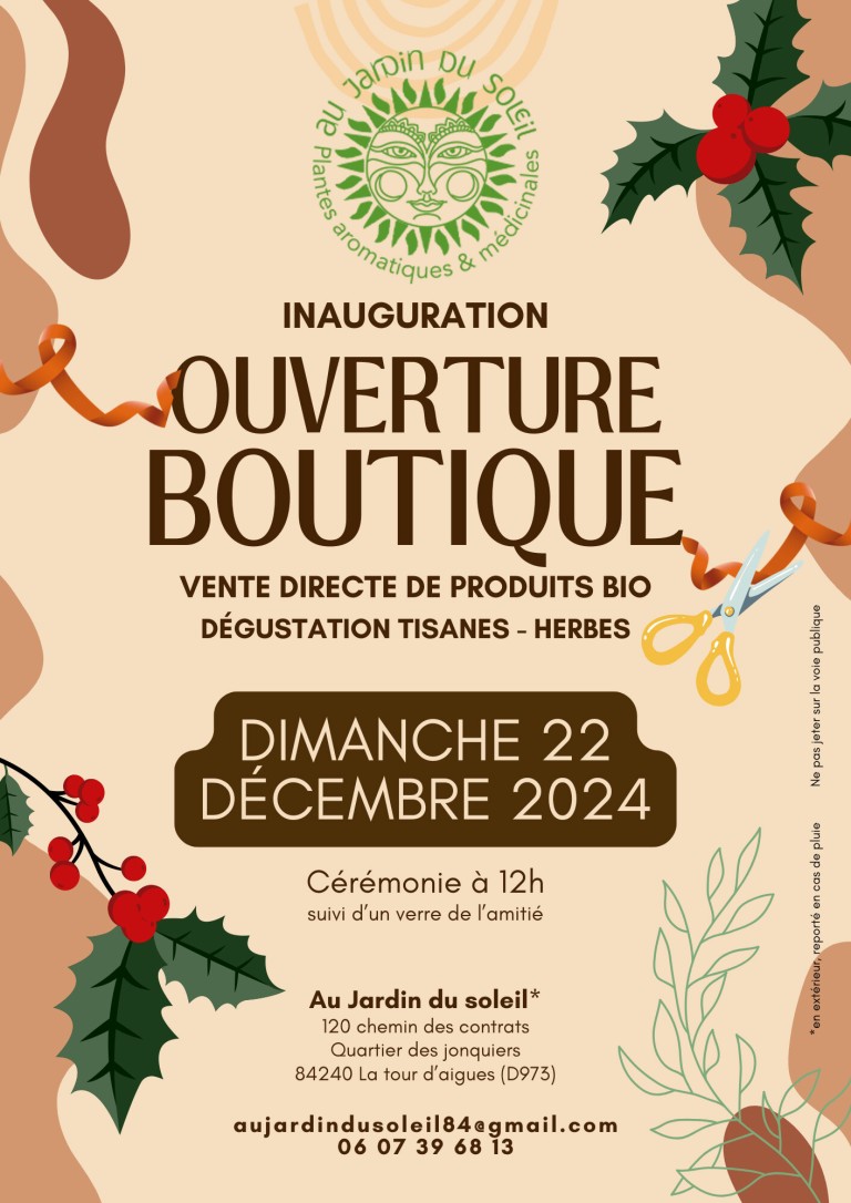 Ouverture de la boutique Au jardin du soleil