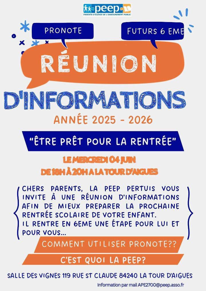 Réunion d'information : Etre prêt pour la rentrée