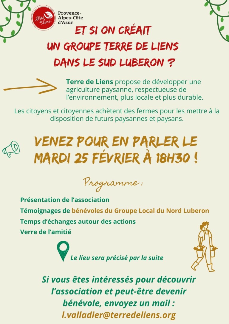 Et si on créait un groupe Terre de liens dans le sud Luberon ?