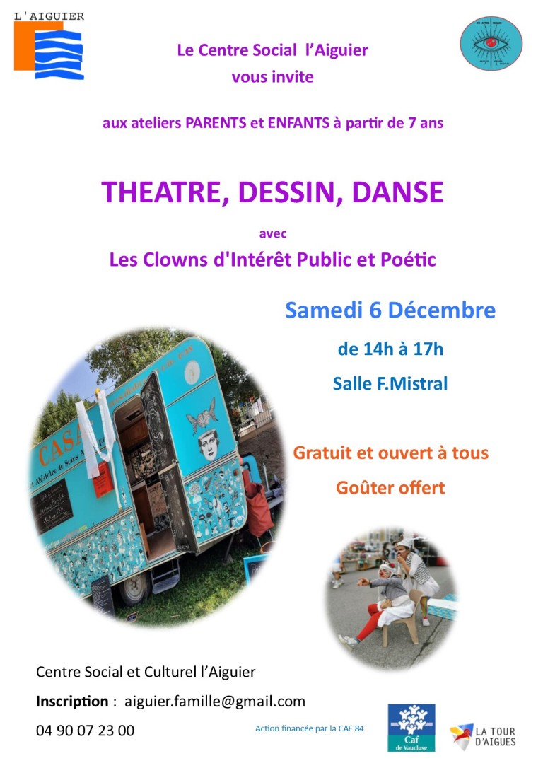 Atelier parents - enfant : Théatre, dessin, danse avec Les Clowns d'Intérêt Public et Poétic